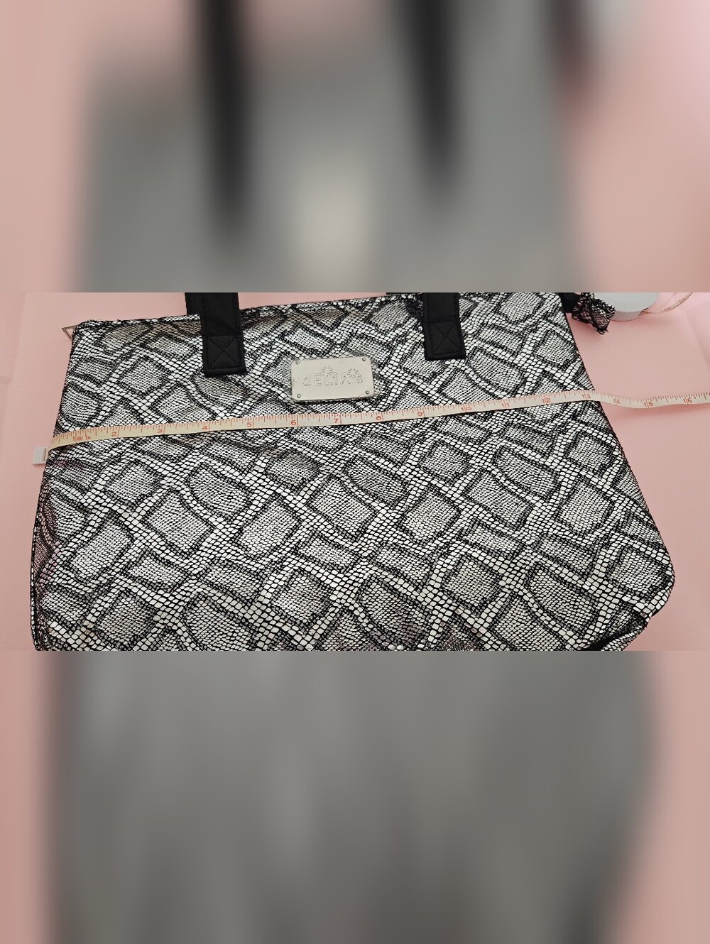 dELiA*s Black Metallic Snake-Print Tote - Picture 5 of 6